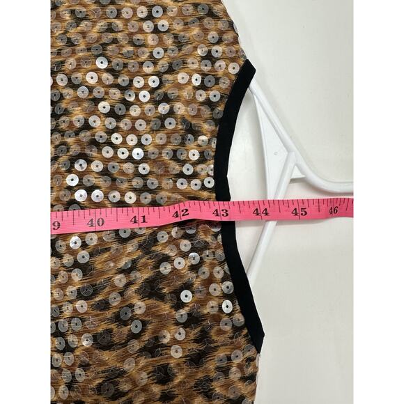 Elisabeth Liz Claiborne Womens Dress Size 16 Animal Print Sequin Short Sleeve - Picture 14 of 15